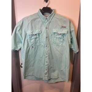 Columbia PFG Fishing/Hiking Vented Short Sleeve Lt. Teal Shirt Men's Size (XL)